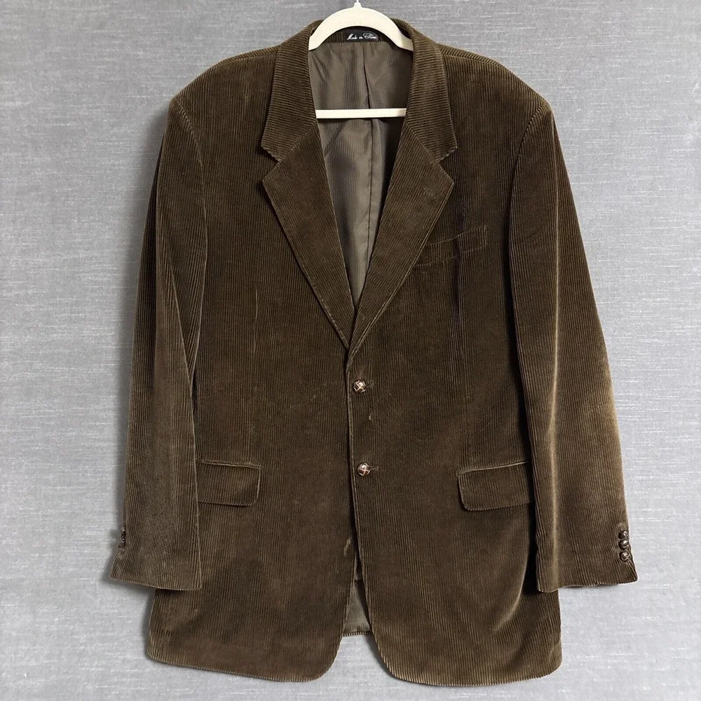 Vintage Calvin Sport Coat‎ 46L Brown Corduroy Blazer Jacket Casual Classic